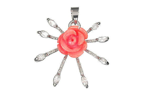 Coral Flower Pendant, 25x28mm, 1 Piece, Jewelry Making Supplies