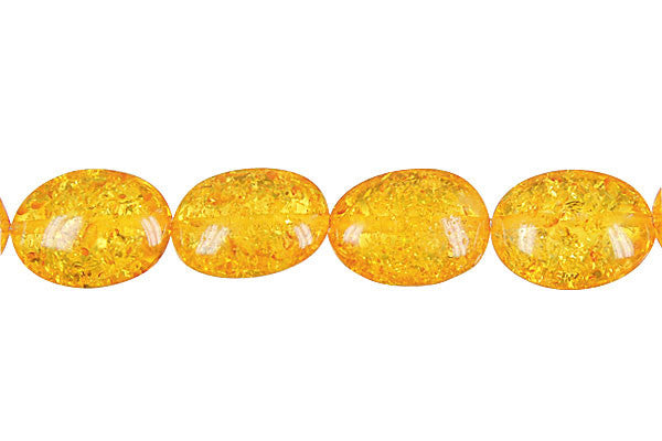Synthetic Amber Light Flat Oval Beads, 16-Inch Strand, Jewelry Making Supplies