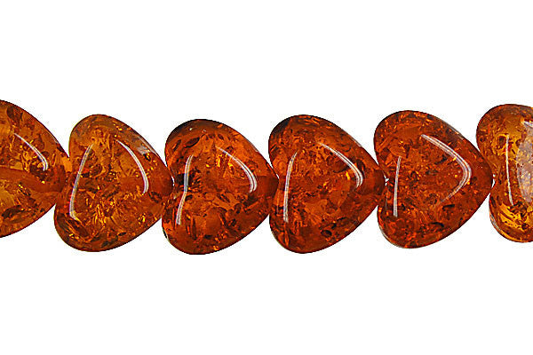 Synthetic Amber Heart Beads, 16-Inch Strand, Jewelry Making Supplies