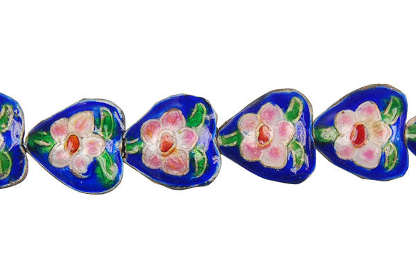Cloisonne Heart Beads, 16-Inch Strand, Beads for Jewelry Making