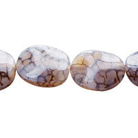 Fire Agate Wavy Flat Oval Beads, 15-Inch Strand, Beads for Jewelry Making