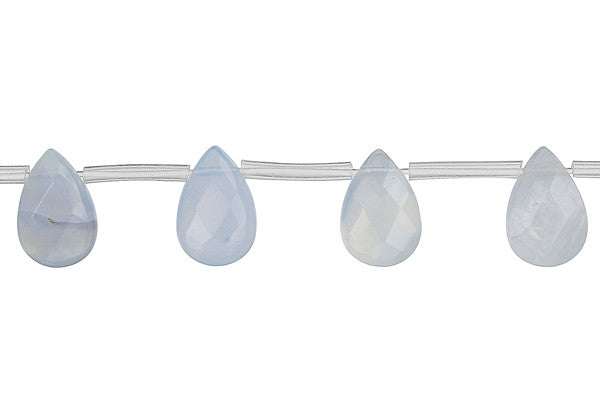 Blue Chalcedony Faceted Flat Briolette Beads