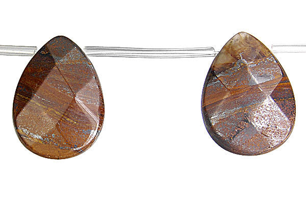 Tiger Iron Aaa Flat Briolette Faceted Beads, 8-Inch Strand, Jewelry Making Supplies