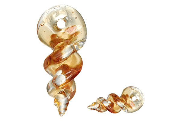 Murano Foil Glass Screw Pendant, 25x57mm, 1 Piece, Pendant for Jewelry Making