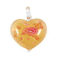 Murano Foil Glass Heart Style B Pendant, 36x36mm, 1 Piece, Pendant for Jewelry Making
