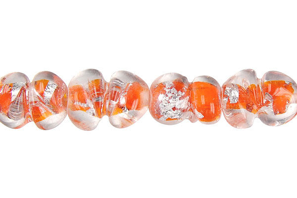 Lines Foil Glass Peanut Beads, 16-Inch Strand, Beads for Jewelry Making