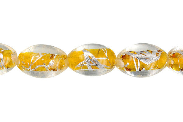 Lines Foil Glass Drum Beads, 16-Inch Strand, Beads for Jewelry Making