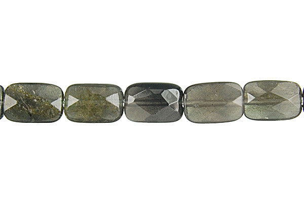 Tourmaline Cat's Eye Flat Rectangle Faceted Beads, 16-Inch Strand, Jewelry Making Supplies