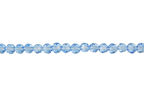 Chinese Crystal Aqua Round Faceted Beads, 15-Inch Strand, Beads for Jewelry Making