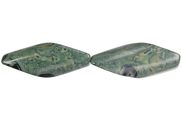 Kambaba Jasper Twisted Diamond Beads, 16-Inch Strand, Beads for Jewelry Making