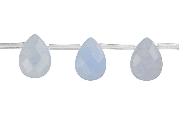 Blue Chalcedony Faceted Flat Briolette Beads