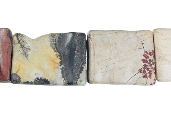 Leopard Skin Jasper Wavy Rectangle Beads, 16-Inch Strand, Beads for Jewelry Making