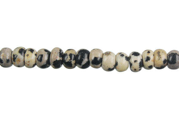 Dalmatian Jasper Rondelle Beads, 16-Inch Strand, Beads for Jewelry Making