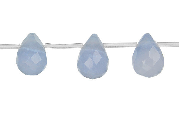 Blue Chalcedony Briolette Faceted Beads, 16-Inch Strand, Beads for Jewelry Making