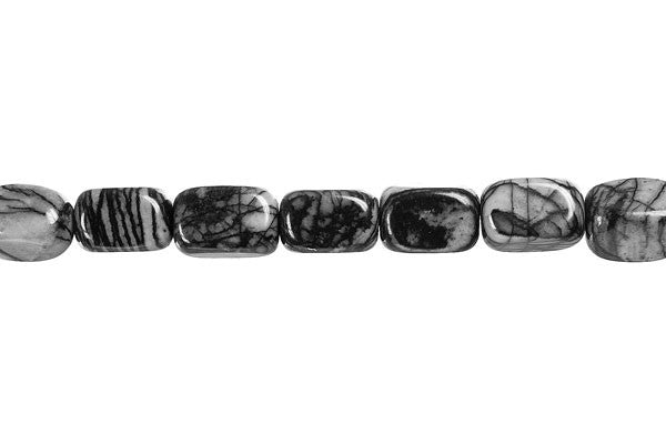 Black Webbed Jasper Smooth Nugget Beads, 16-Inch Strand, Beads for Jewelry Making