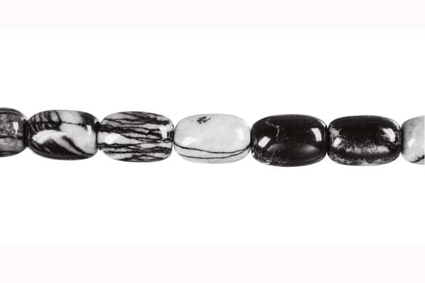 Black Webbed Jasper Drum Beads, 16-Inch Strand, Beads for Jewelry Making