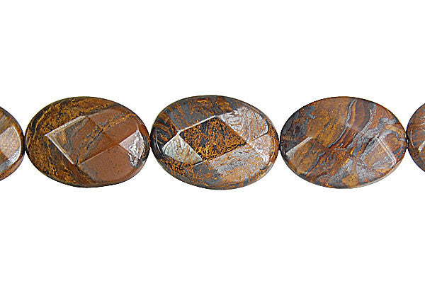 Tiger Iron Aaa Flat Oval Faceted Beads, 16-Inch Strand, Jewelry Making Supplies