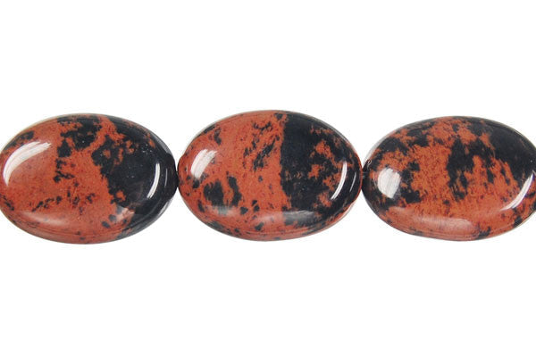 Mahogany Obsidian Flat Oval Beads, 16-Inch Strand, Beads for Jewelry Making