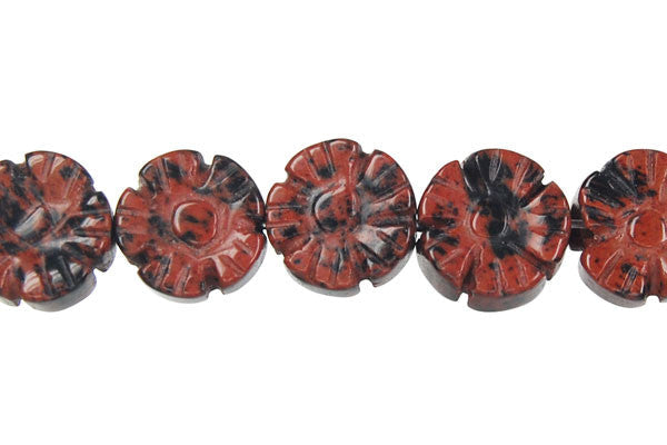 Mahogany Obsidian Carved Clubs Beads, 16-Inch Strand, Beads for Jewelry Making