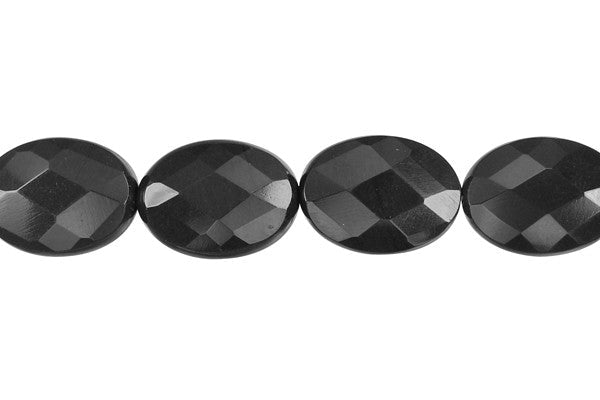 Black Swan Flat Oval Faceted Beads, 16-Inch Strand, Beads for Jewelry Making