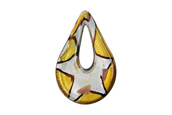 Pendant Murano Foil Glass Briolette Donut (10)