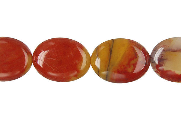 Oregon Picture Jasper Flat Oval Beads, 16-Inch Strand, Beads for Jewelry Making