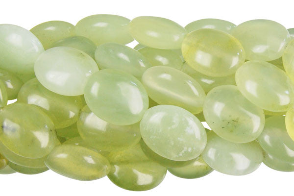 New Jade Flat Oval Beads, 16-Inch Strand, Beads for Jewelry Making