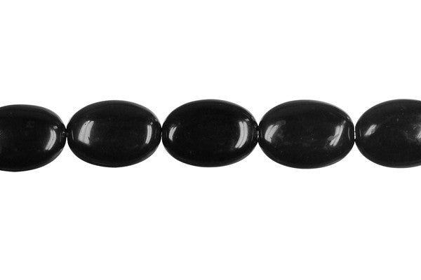 Black Swan Flat Oval Beads, 16-Inch Strand, Beads for Jewelry Making