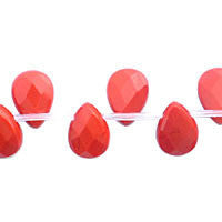 Coral Quartz Flat Briolette Faceted Beads, 16-Inch Strand, Beads for Jewelry Making