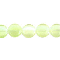 Light Mint Fiber Optic Coin a Grade Beads, 16-Inch Strand, Beads for Jewelry Making
