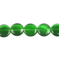 Light Emerald Fiber Optic Coin a Grade Beads, 16-Inch Strand, Beads for Jewelry Making