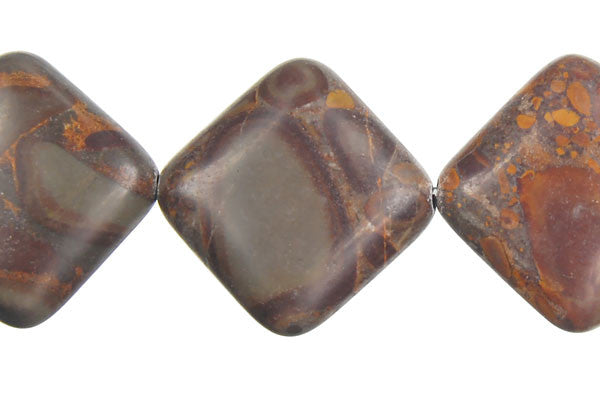 Golden Jasper Puffy Square Beads, 16-Inch Strand, Beads for Jewelry Making