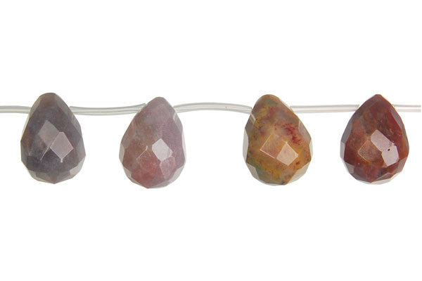 Fancy Jasper Briolette Faceted Beads, 16-Inch Strand, Beads for Jewelry Making