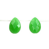 Green Jade Quartz Flat Briolette Faceted Beads, 16-Inch Strand, Beads for Jewelry Making