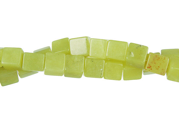Olive Jade Light Cube Beads, 16-Inch Strand, Beads for Jewelry Making
