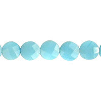 Turquoise Light Quartz Glass Coin Faceted Beads, 16-Inch Strand, Jewelry Making Supplies