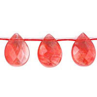 Cherry Quartz Flat Briolette Faceted Beads, 16-Inch Strand, Beads for Jewelry Making