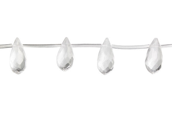 Clear Quartz Thin Briolette Faceted Beads, 16-Inch Strand, Beads for Jewelry Making