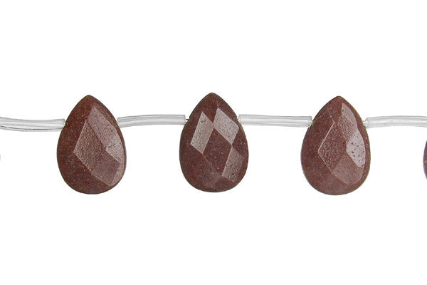Chocolate Aventurine Flat Briolette Faceted Beads, 16-Inch Strand, Beads for Jewelry Making