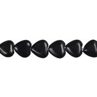 Black Quartz Glass Beads - Heart - 10x10mm - 16-inch - unbranded beads for jewelry making