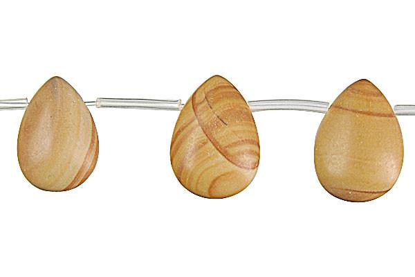 Wood Jasper Flat Briolette Pendant, 30x40mm, 1 Piece, Jewelry Making Supplies, Front Drilled