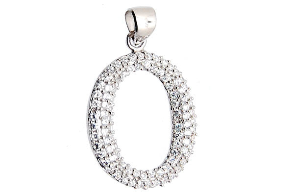 Sterling Silver CZ Paved Pendant Style (la30), Oval
