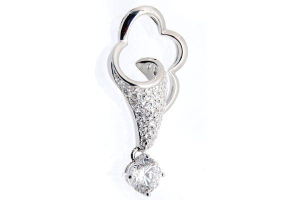 Sterling Silver CZ Paved Pendant Style (la39), Fancy Flower