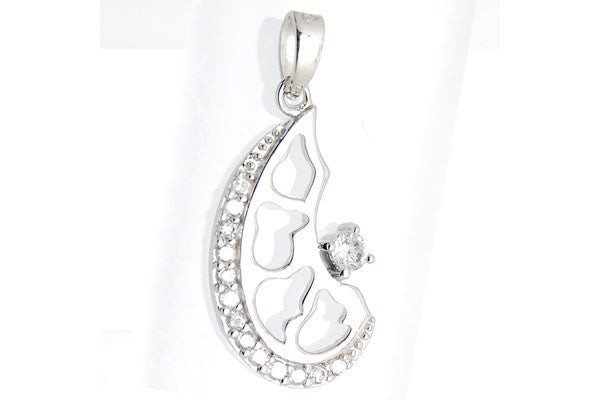 Sterling Silver CZ Paved Pendant Style (zy095), Citrus Slice