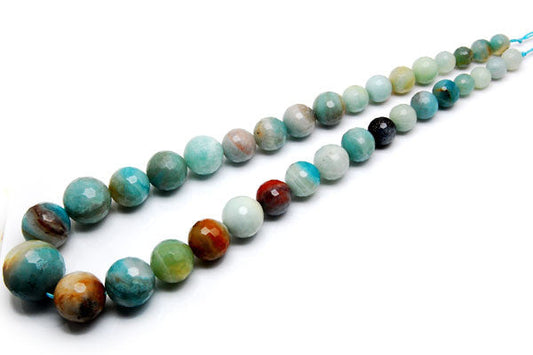 Amazonite Beads - Zebra) Graduated Faceted Round - 8-20mm - 16-inch - unbranded beads for jewelry making