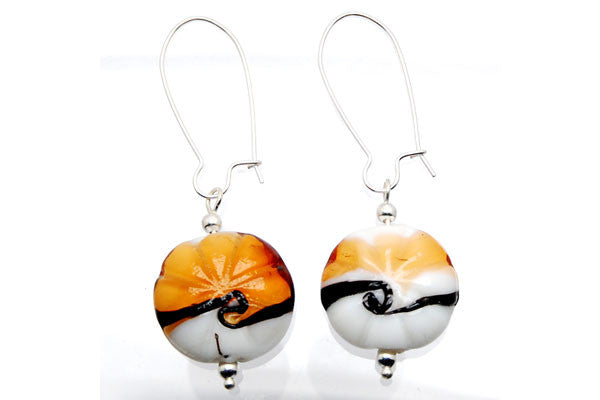 Murano Foil Glass Button Earrings