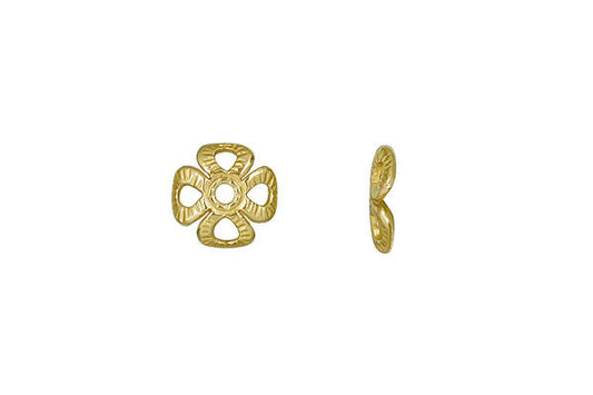 Brass Four Leaf Clover Square Bead Cap, 8.0mm