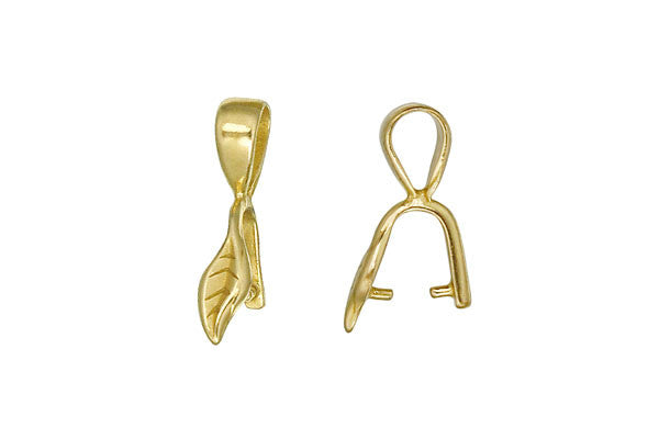 Brass Hanging Leaf Pinch Bail, 18.0x4.0mm
