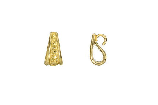 Brass Lattice Cut Necklace Bail, 11.0x5.5mm