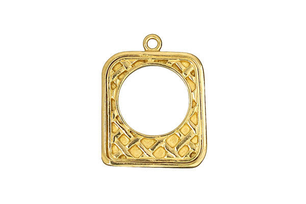 Brass Latticework Frame Pendant, 23x17.5mm, 1 Piece, Pendant for Jewelry Making